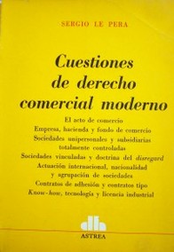 Cuestiones de derecho comercial moderno