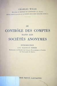 Le contrôle des comptes dans les sociétés anonymes