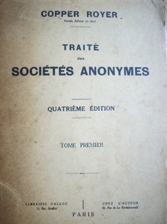 Traité des sociétés anonymes