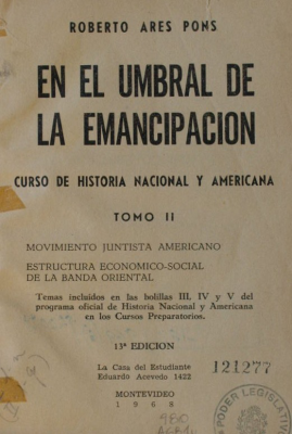 En el umbral de la emancipación : curso de historia nacional y americana