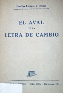 El aval de la letra de cambio