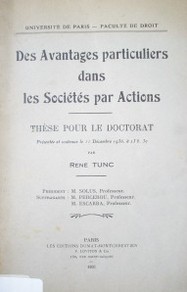 Des avantages particuliers dans les Sociétés par Actions