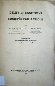 Délits et sanctions dans les sociétés par actions