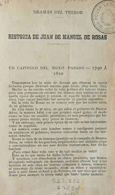 Dramas del terror : Historia de Juan de Manuel de Rosas