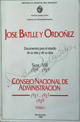 José Batlle y Ordoñez : Consejo Nacional de Administración 1921-1927, 1929