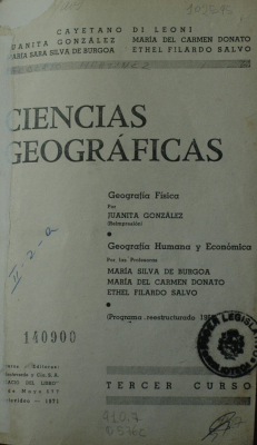 Ciencias geográficas : 3er. curso