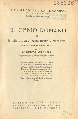 El genio romano en la religión, en el pensamiento y en el arte, con 50 figuras en el texto