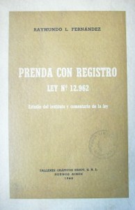 Prenda con registro : Ley No.12.962