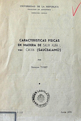 Características físicas en madera de Salix Alba L var. Calva (Saucealamo)