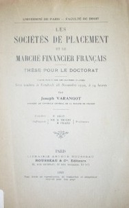 Les sociétés de placement et le marché financier français