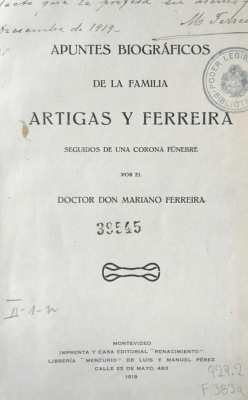 Apuntes biográficos de la familia Artigas y Ferreira