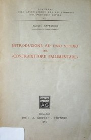 Introduzione ad uno studio sul "Contradditore Fallimentare"