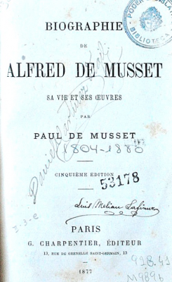 Biographie de Alfred de Musset : sa vie et ses oeuvres