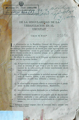 De la singularidad de la urbanización en el Uruguay