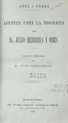 Apuntes para la biografía del Dr. Julio Herrera y Obes
