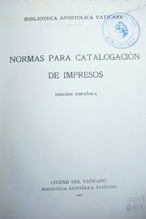Normas para catalogación de impresos