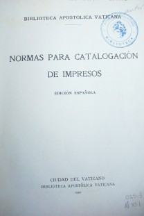 Normas para catalogación de impresos