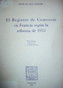 El registro de comercio en Francia según la reforma de 1953