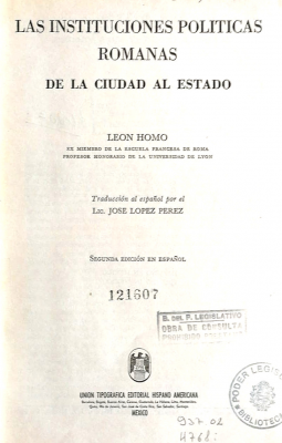 Las instituciones políticas romanas : de la ciudad al estado