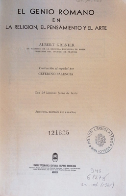 El genio romano en la religión, en el pensamiento y en el arte