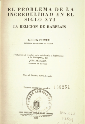 El problema de la incredulidad en el siglo XVI : La religión de Rabelais