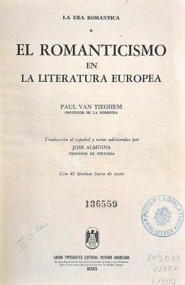 El romanticismo en literatura europea : La era romántica