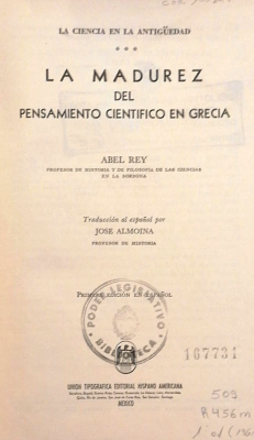 La madurez del pensamiento científico en Grecia : La ciencia en la antigüedad