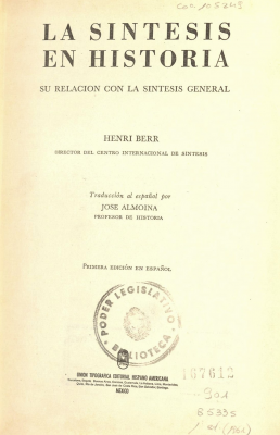 La síntesis en historia : Su relación con la síntesis general