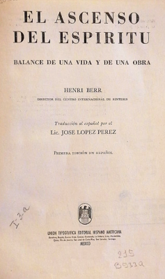 El ascenso del espiritu : balance de una vida y de una obra