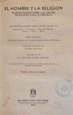 El hombre y la religión : investigaciones sobre las fuentes psicológicas de las creencias