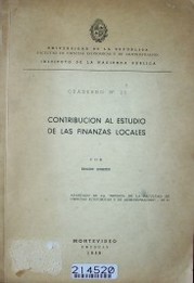 Contribución al estudio de las finanzas locales