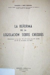 La reforma de la legislación sobre cheques
