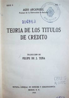 Teoría de los Títulos de Crédito