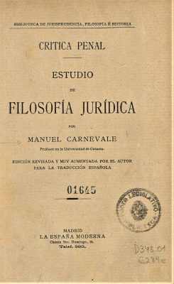 Crítica penal : estudio de Filosofía Jurídica