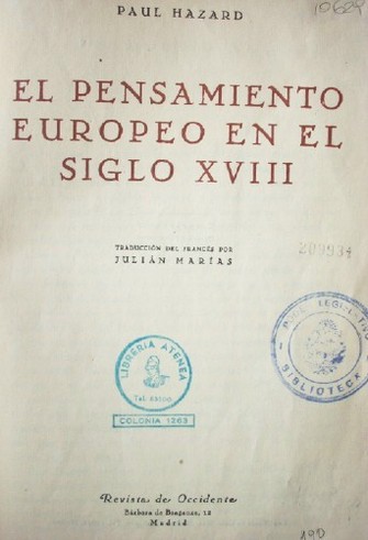 El pensamiento europeo en el siglo XVIII