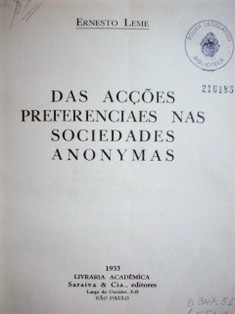 Das acçôes preferenciaes nas sociedades anonymas