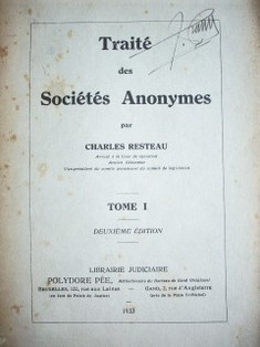 Traité des sociétés anonymes