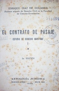 El contrato de pasaje : estudio de derecho marítimo