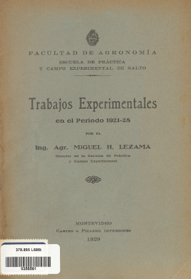 Trabajos experimentales en el período 1921-28