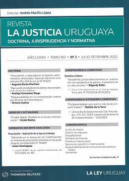 La Justicia Uruguaya, T.160 Nº3 - Jul.-Set 2022