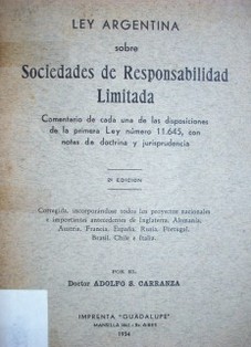 Ley Argentina sobre Sociedades de Responsabilidad Limitada