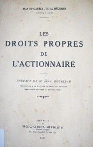 Les droits propres de l'actionnaire