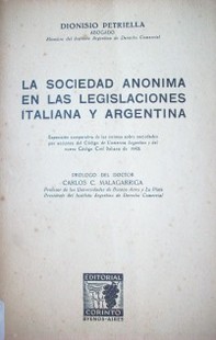 La sociedad anónima en las legislaciones italiana y argentina