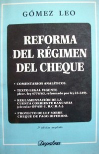 Reforma del régimen del cheque