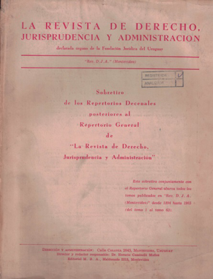 La Revista de Derecho, Jurisprudencia y Administraci&oacute;n, Repertorio T.40-63 (1943-1965) - 1943-1965