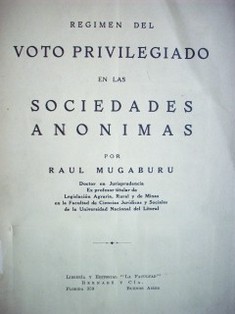 Régimen del voto privilegiado en las sociedades anónimas