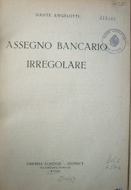 Assegno bancario irregolare