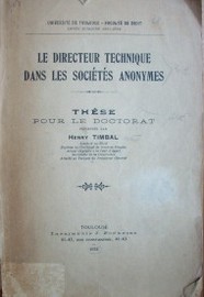 Le directeur technique dans les sociétés anonymes