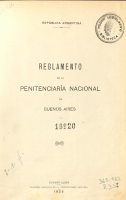 Reglamento de la Penitenciaría Nacional de Buenos Aires