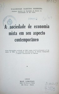 A sociedade de economia mista em seu aspecto contemporâneo